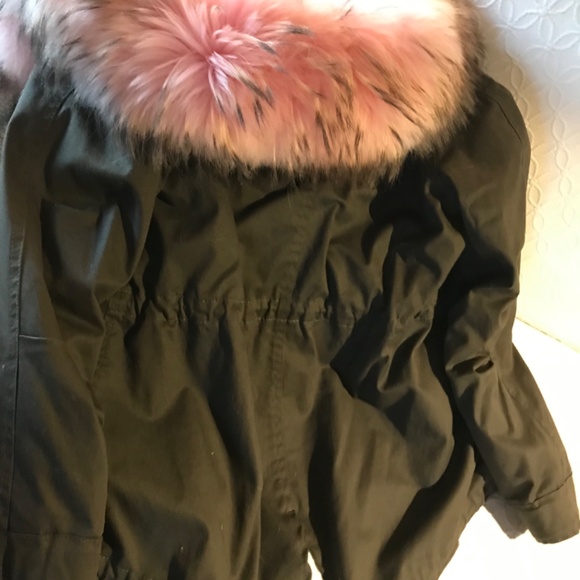 Nora Barth made in Italy parka fur hood, army green M - Picture 3 of 11